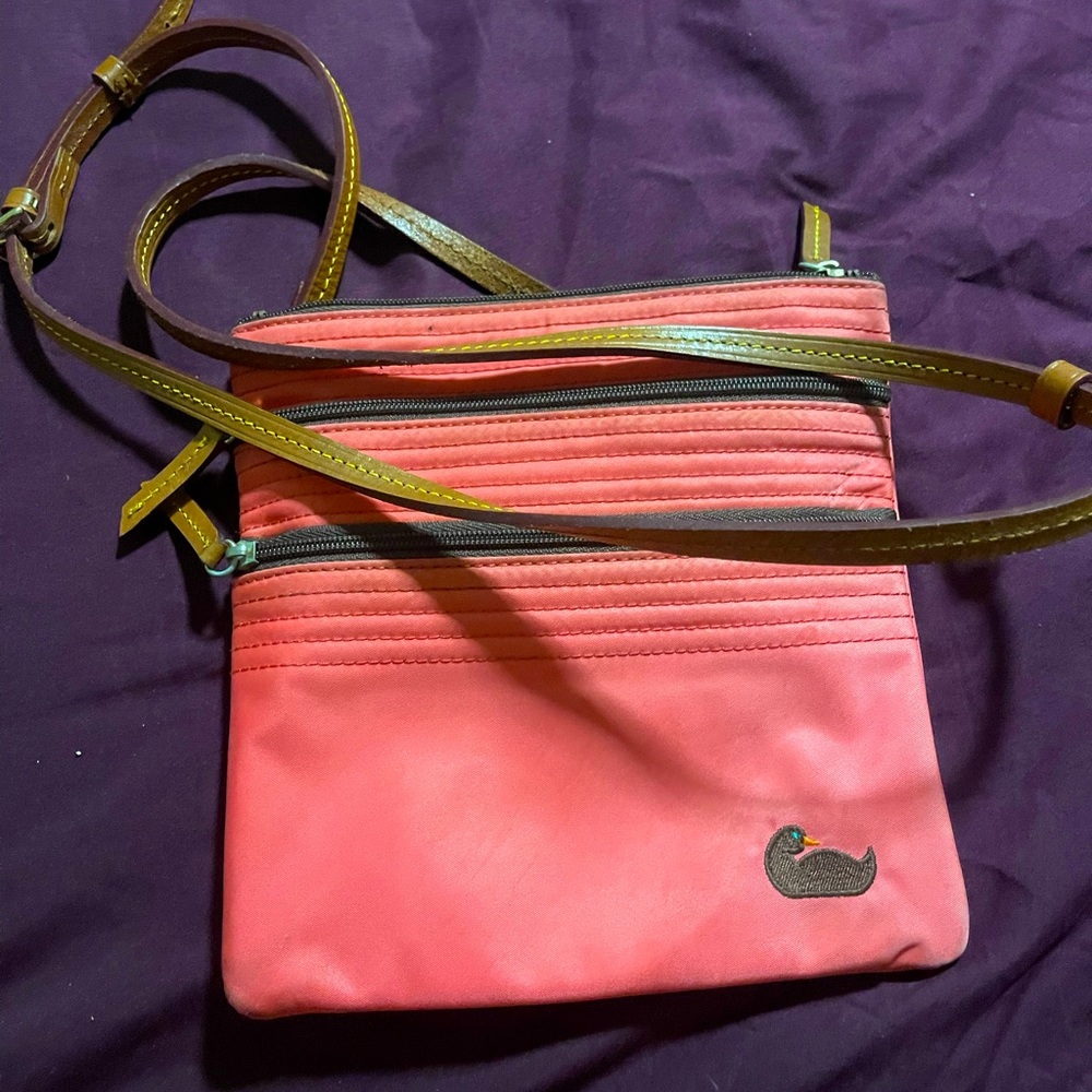 Dooney and Bourke Side bag multi zippers pink